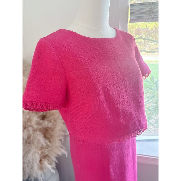 Karl Lagerfeld Pink Fringe Sheath Dress Womens Size 8 Professional Work Office - Picture 3 of 10